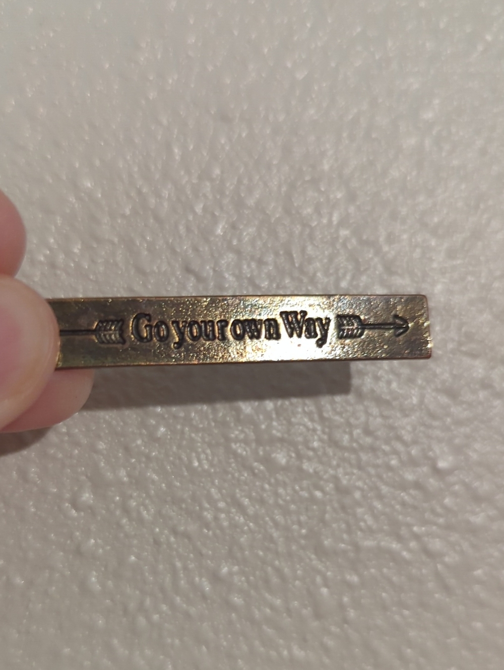 Inspirational 'Go Your Own Way' Bar Pin - Brass Tone Necklace